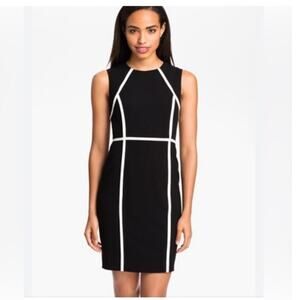 Calvin Klein Sleeveless Black and White Sheath Midi Dress Small 4